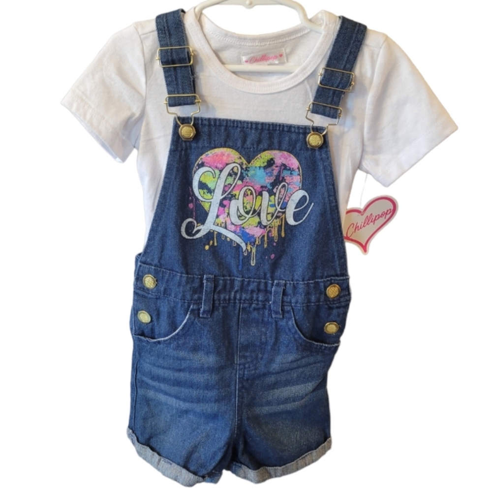 Girl love jean short coveralls outfit 5/6